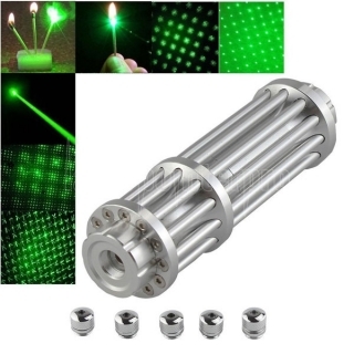 UKing ZQ-15LB 200mW 532nm Green Beam Zoomable 5-in-1 Laser Pointer Pen Kit Silver