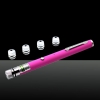 5-in-1 100mw 650nm Red Laser Beam USB Laser Pointer Pen with USB Cable and Laser Heads Pink