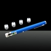 5-in-1 200mw 405nm viola Laser Beam USB Laser Pointer Pen con cavo USB e Laser Heads Blu