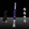 650nm 1mW Red Beam Light Starry Rechargeable Laser Pointer Pen with 4pcs Laser Heads Blue