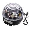 18W 6-LED 6-Color Crystal Ball Shaped Rotating Palco Luz com USB Flash Drive & Controle Remoto Preto