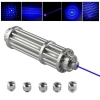 UKing ZQ-15B 8000mW 445nm Blue Beam Single Point Zoomable 5-in-1 Laser Pointer Pen Kit Silver