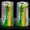 2Pcs CR123A 3V 700mAh Li-Piles rechargeables