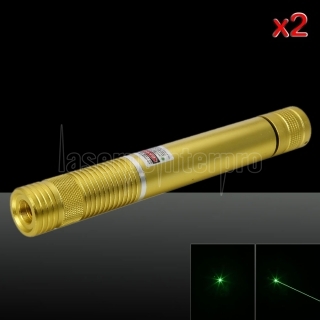 2pcs 500 MW Strahl grünen Laserpointer (1 x 4000mAh) Gold