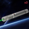 2Pcs 500MW Beam Green Laser Pointer Silver