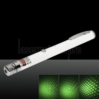 100mW 532nm fascio verde chiaro stellato laser ricaricabile Pointer Pen Bianco