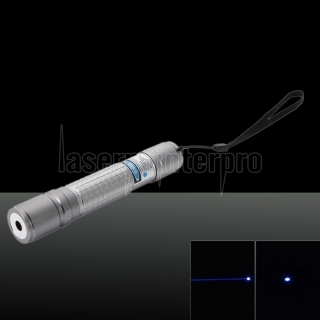 5000mW 450nm singolo punto blu fascio di luce laser Pointer Pen con la cinghia Argento