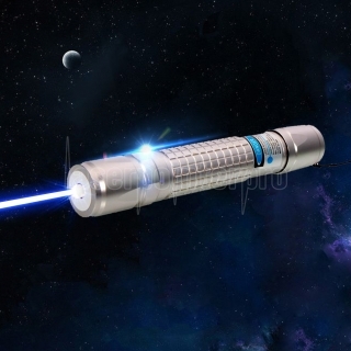 6000mW 450nm Blue Beam Luz Single-ponto Estilo Laser Pointer Pen Prata