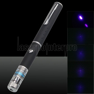 5mW 405nm Aluminum Alloy 2-Mode Purple Beam Light Laser Pointer with Clip Black & Silver (2 x AAA)