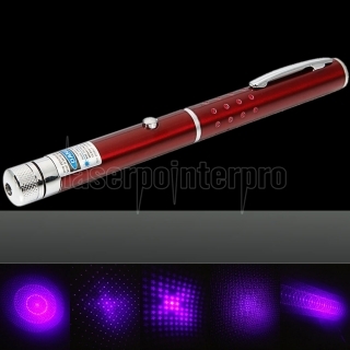 1mW 405nm Purple Beam Light Starry Light Style Middle-open Laser Pointer Pen with 5pcs Laser Heads Red