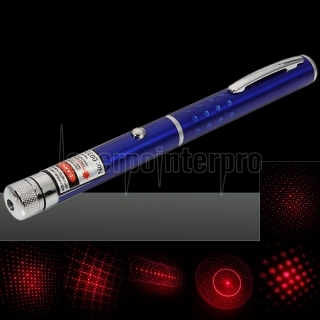 1mW 650nm Red Beam Light Starry Light Style Middle-open Laser Pointer Pen with 5pcs Laser Heads Blue