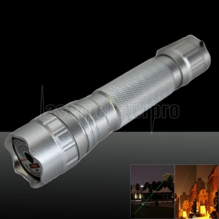 50mw 532nm Green Beam Light Dot Light Style Rechargeable Laser Pointer Pen with Charger Silver