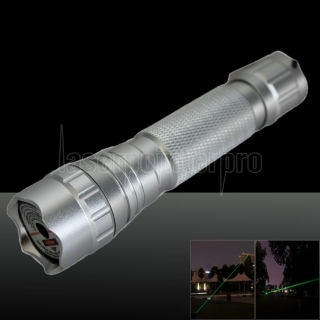 30mw 532nm Green Beam Light Dot Light Style Rechargeable Laser Pointer Pen with Charger Silver