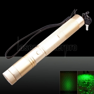 LT-303 300mw 532nm Green Beam Light Starry Sky Light Style Laser Pointer Pen with Bracket Luxury Gold