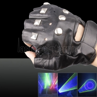 500mw 532nm / 405nm Grün & Lila Hellfarbstrudel Licht Stil wiederaufladbare Laser-Handschuh Schwarz Größe frei