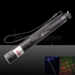 50mw 650nm/532nm Red & Green Beam Light Starry Sky Light Style Laser Pointer Pen Black