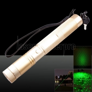 LT-303 400mW 532nm faisceau vert Lumière Mise au point réglable Puissant pointeur laser Pen Set or de luxe