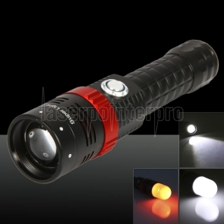6830 Multifunctional 1200lm 5-Mode Focus-variation Flashlight with 2pcs Fluorescent Lamp Covers Black