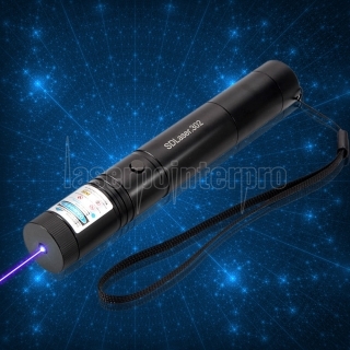 Laser 302 5000mW 450nm Blauer Strahl Edelstahl Einpunkt-Laserpointer-Kit Schwarz