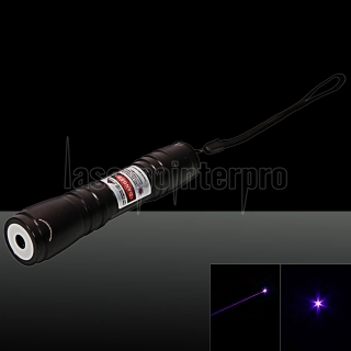 200mW 405nm Blue Purple Beam Single-point Stainless Steel Laser Pointer Pen Kit with Battery & Charger Black