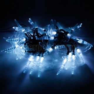 Cadena de luz decorativo Marswell 30 LED de luz blanca del estilo de la Navidad solar de la libélula