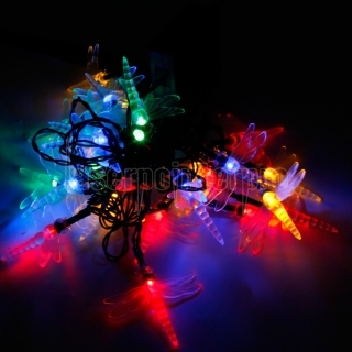 MarSwell 30 LED Colorful Lumière solaire Dragonfly Noël style décoratif chaîne lumière