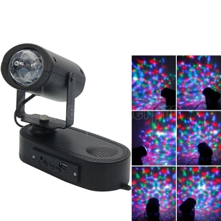 LT-W511 Christmas Ballroom Home Decoration RGB Light Rotary LED Stage Light with MP3 Player & Remote Switch Black