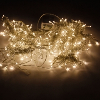 3M x 3M 300-LED luz blanca cálida boda romántica de Navidad decoración exterior cortina luz de la secuencia (110V) enchufe estándar de la UE