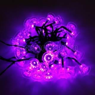 MarSwell 40-LED Purple Light Christmas Solar Power Tinkle Bell LED String Light