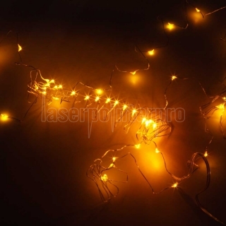 5M-50L-4.5V-3W Silver Wire Battery Powered Ordinary String Lights without Fixed Shape Yellow
