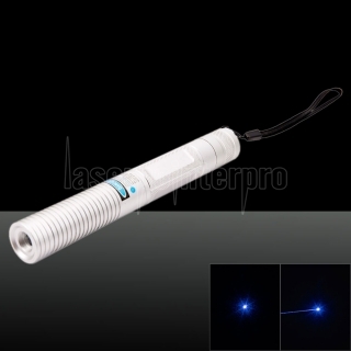 5000mW 450nm Blue Light point unique de style zoomable Dimmable en acier inoxydable allume-cigare pointeur laser Argent
