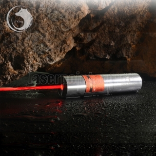 Uking ZQ-J12 3000mW 638nm Pure Red feixe de ponto único Zoomable Laser Pointer Pen Kit prata Titanium