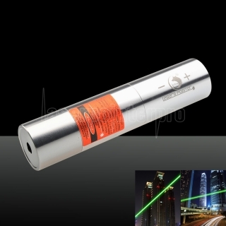 UKing ZQ-j12L 2000mW 520nm Pure Green Beam Single Point Zoomable Laser Pointer Pen Kit Titanium Silver