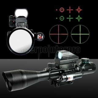 Uking ZQ-MZ011 4-12X50 Red Light holográfico Laser Sight Kit Preto