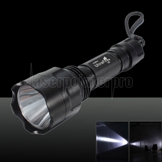 LT-C8 XM-L 1 * T6 2000LM Luz Branca 5-Mode Lanterna UK Plug Preto