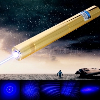 5000mW 450nm Blue Ray Multifonctionnel Cuivre Laser Pointer D'or