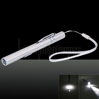 500LM Q5 Lanterna LED de aço inoxidável recarregável com cabo USB Prata