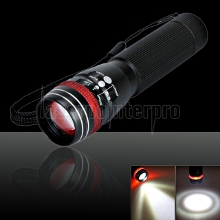 Q3 3W High Power LED Adjustable Flashlight LED Torch Light Black+Red