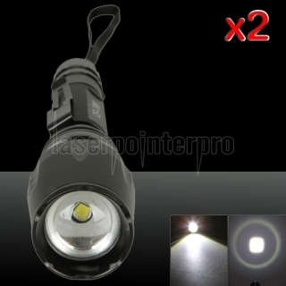 2pcs XML-T6 LED 5 modo de focagem lanterna preta