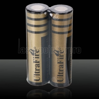2Pcs Ultrafire 18650 4000mAh 3.6-4.2V tête plate piles au lithium Noir