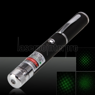 5mW 532nm Short-Feder-Form Side-Taste Kaleidoscopic Green Laser Pointer Pen Schwarz