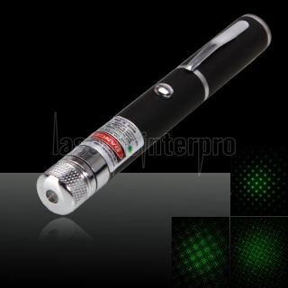 30mW 532nm Short-Feder-Form Side-Taste Kaleidoscopic Green Laser Pointer Pen Schwarz