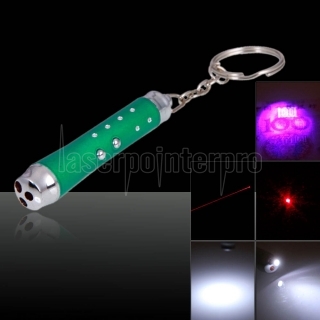3 in 1 LED 5mW Red Laser Pointer Pen with Keychain Green