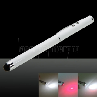 4-in-1 Multi-functional Red Light Laser Pointer (Touch Pen + Pin + LED Lamp + Laser Pointer) White