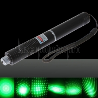 5mW Focus Starry Pattern Green Light Laser Pointer Pen with 18650 Rechargeable Battery Black