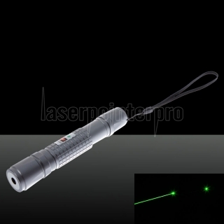 50mW Erweiterungs-Typ Focus Green Punkt-Muster Facula Laserpointer mit 18650 Akku Silber