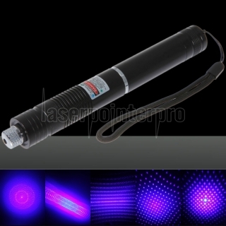 2000mW Focus Starry Pattern Pure Blue Light Laser Pointer Pen with 18650 Rechargeable Battery Black