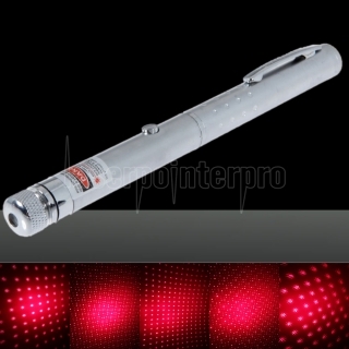 30mW Middle Open Starry Pattern Red Light Naked Laser Pointer Pen Silver