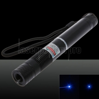 1000mW Fuoco Pure Blu fascio di luce laser Pointer Pen con 18.650 batteria ricaricabile Nero