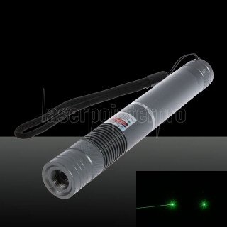 50mW 532nm Fokus grüne Lichtstrahl-Licht-Laser-Zeiger-Feder mit 18650 Akku Silber